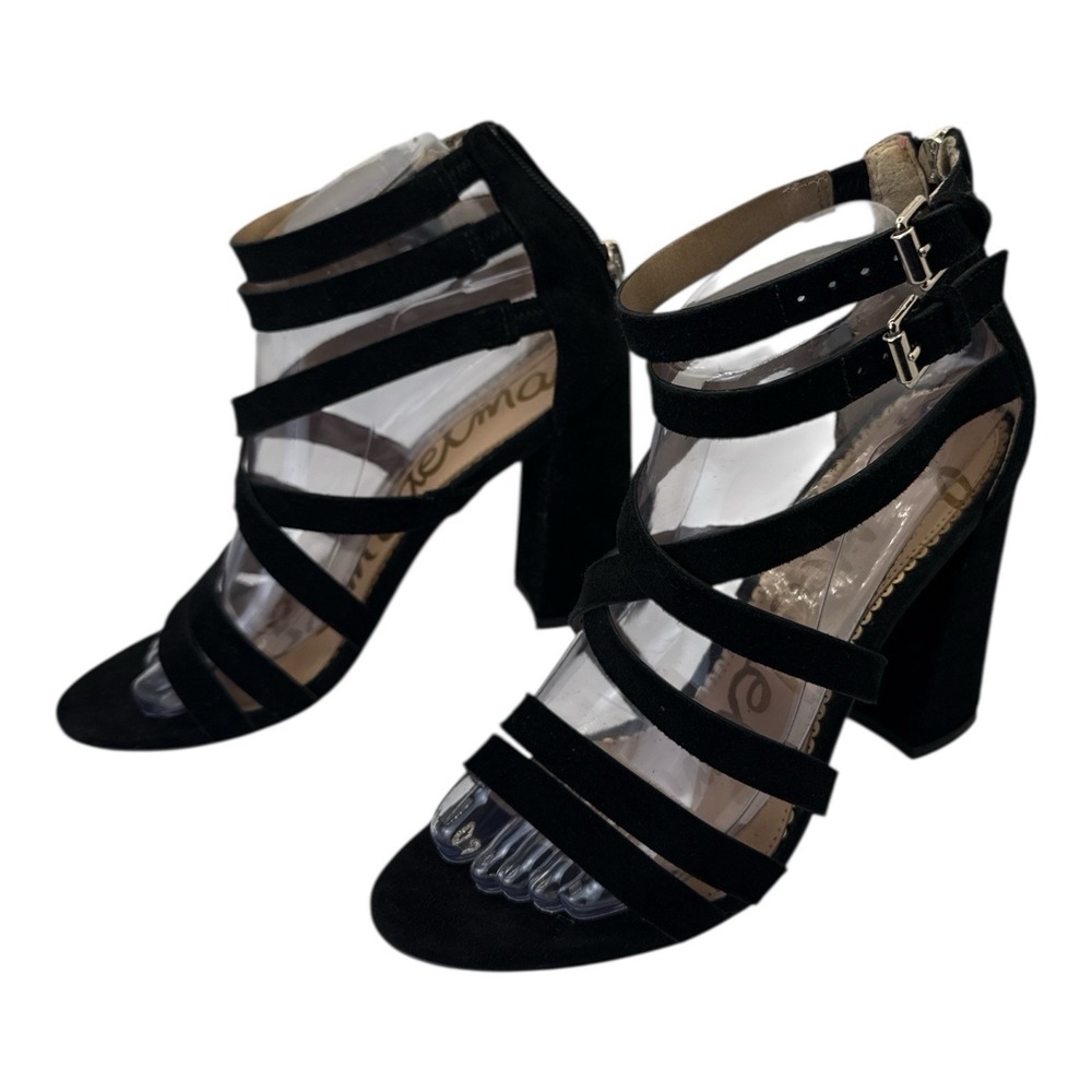 Sam Edelman Women's Black‎ Suede Yema Strappy Sandal Block Heels Size 7.5 - Picture 5 of 9